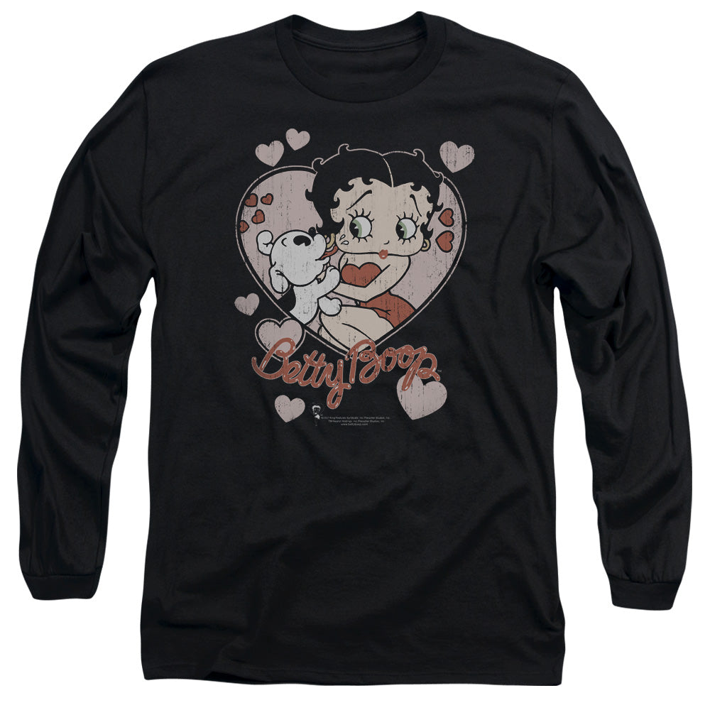 Betty Boop Classic Kiss Faded Heart Long Sleeve T-Shirt