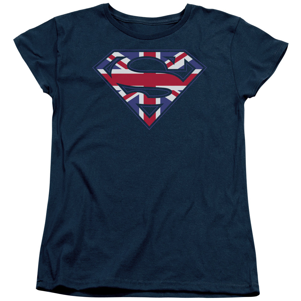 Superman Great Britian Shield Womens T-Shirt