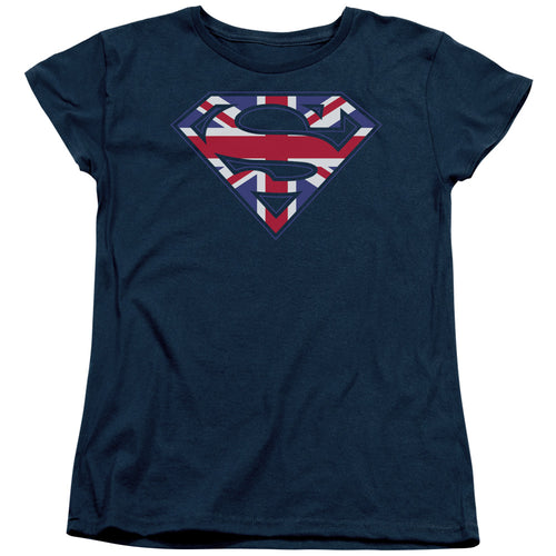 Superman Great Britian Shield Womens T-Shirt