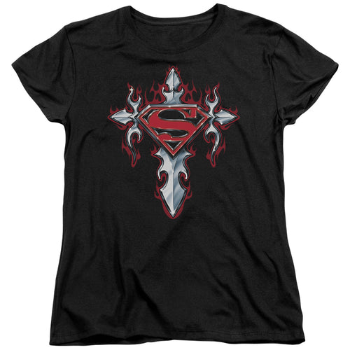 Superman Gothic Steel Logo Womens T-Shirt