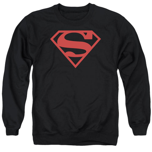 Superman Red on Black Shield Crewneck Sweatshirt