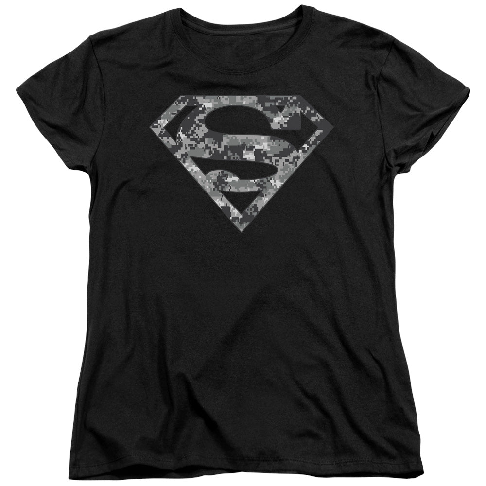 Superman Urban Camo Shield Womens T-Shirt