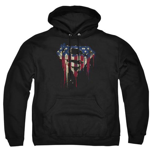 Superman Bleeding Shield Black Pullover Hoodie