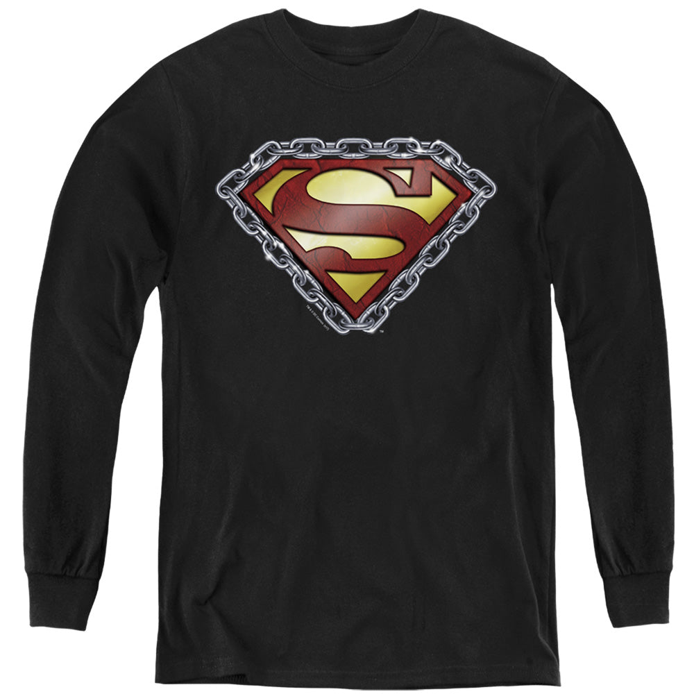 Superman Chained Shield Youth Long Sleeve T-Shirt