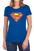 DC Comics Retro Supes Logo Distressed Womens T-Shirt