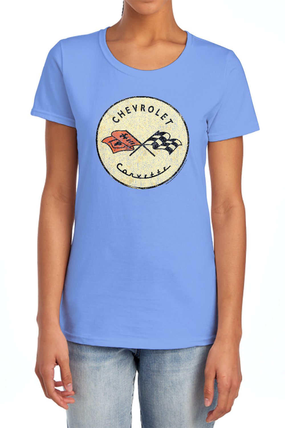 Chevy Old Vette Carolina Blue Womens T-Shirt