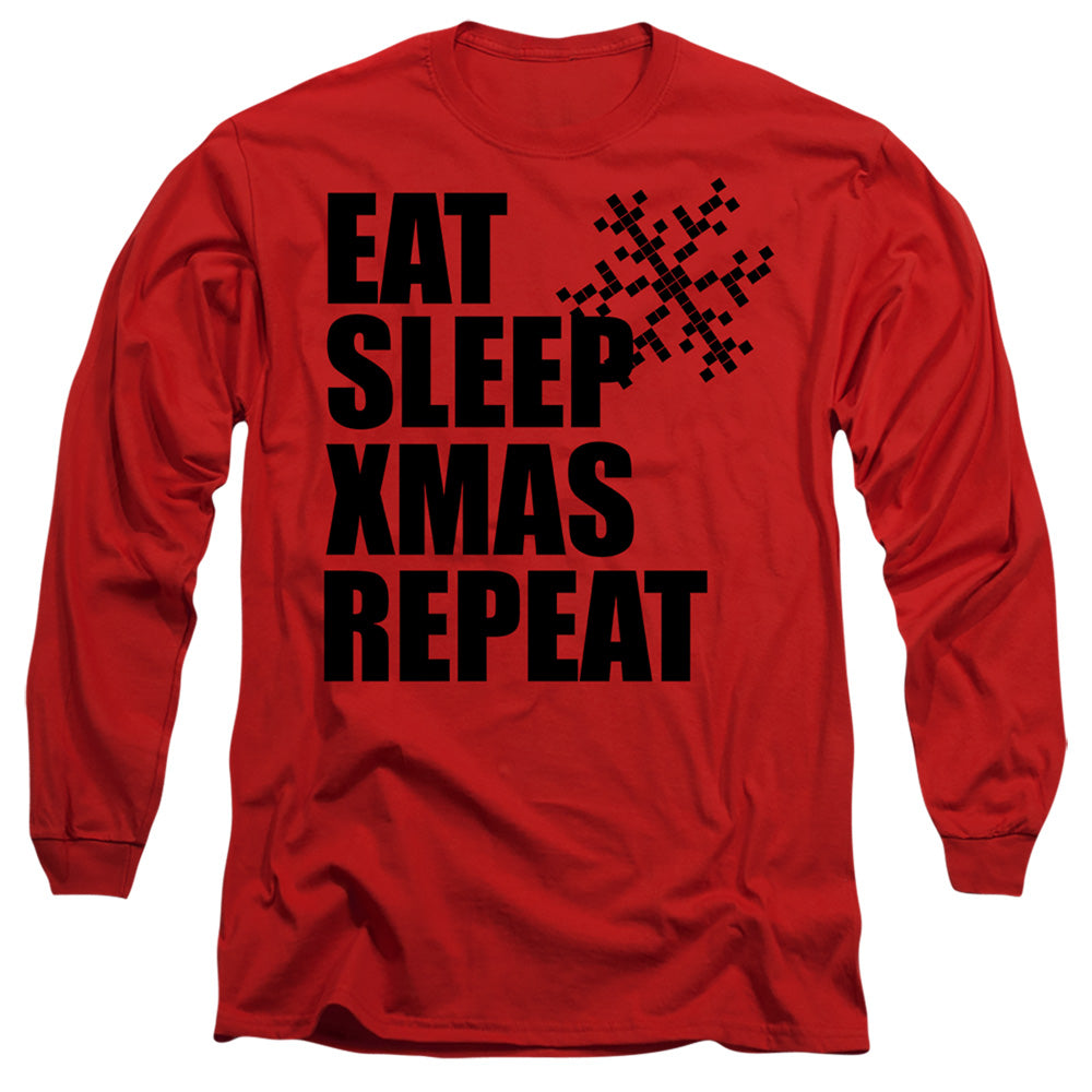 Christmas Eat Sleep Xmas Repeat Red Long Sleeve T-Shirt