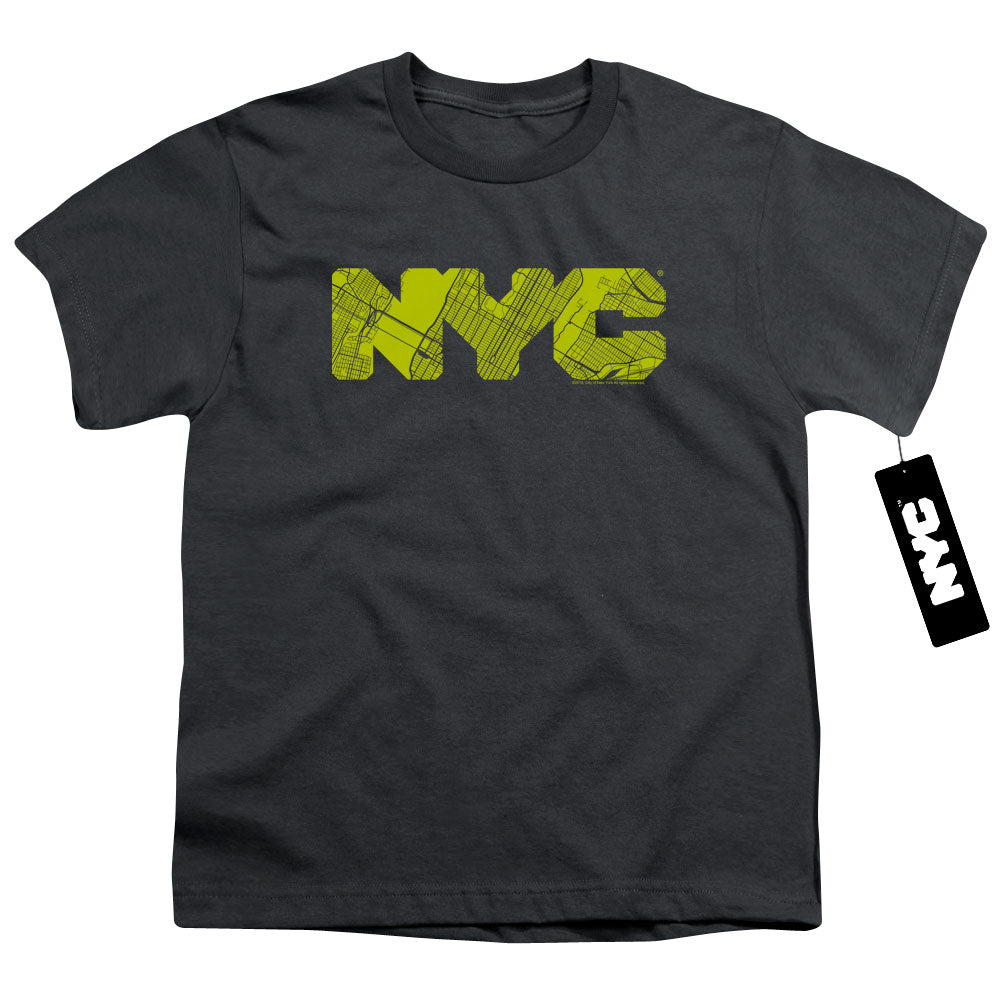 New York City Map Fill Charcoal Youth/Toddler T-Shirt