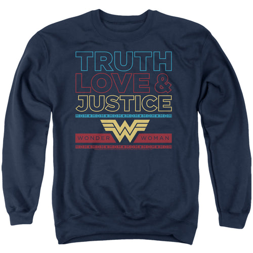 Wonder Woman 1984 Truth Love Justice Stacked Crewneck Sweatshirt