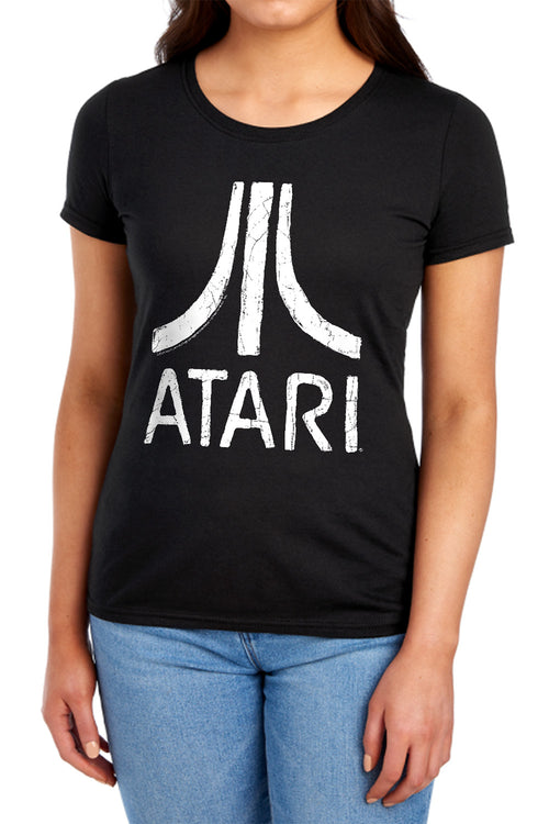 Atari Rough Logo Black Womens T-Shirt