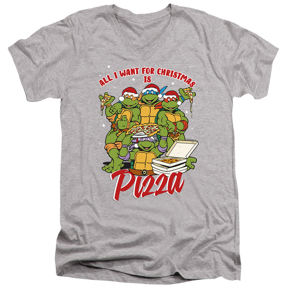 Teenage Mutant Ninja Turtles Christmas Pizza V-Neck T-Shirt