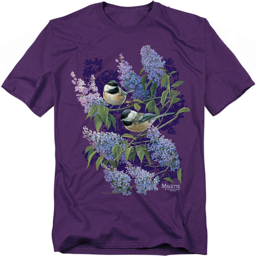 Wild Wings Chickadees and Lilacs T-Shirt