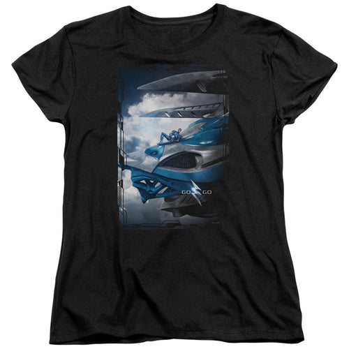 Mighty Morphin Power Rangers: The Movie Blue Zord Poster Womens T-Shirt