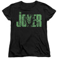 The Batman Joker Text on Black Womens T-Shirt