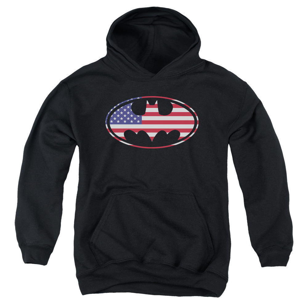 Batman American Flag Oval Youth Hoodie
