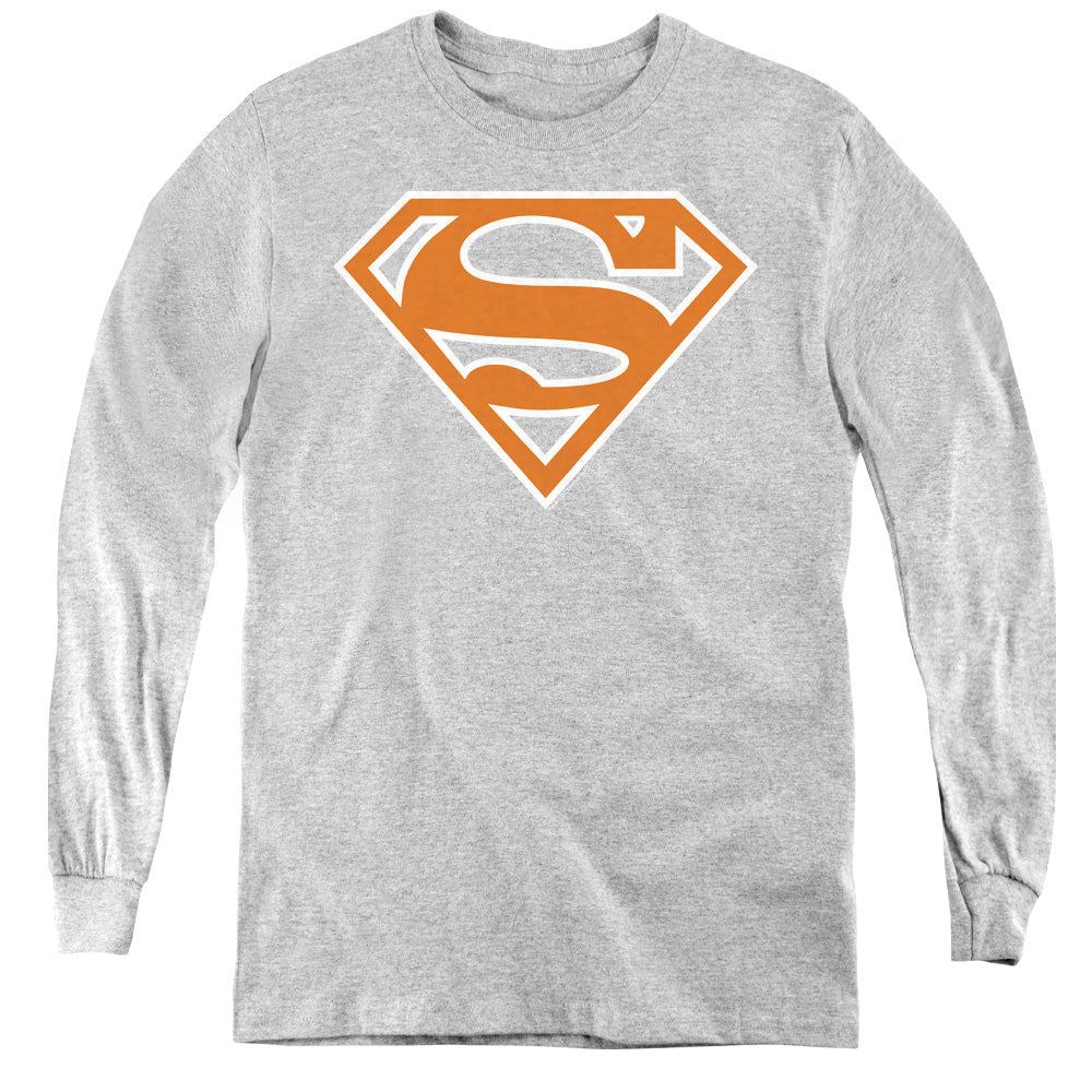 Superman Burnt Orange&white Shield Youth Long Sleeve T-Shirt