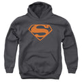 Superman Vintage Shield Collage Charcoal Youth Hoodie