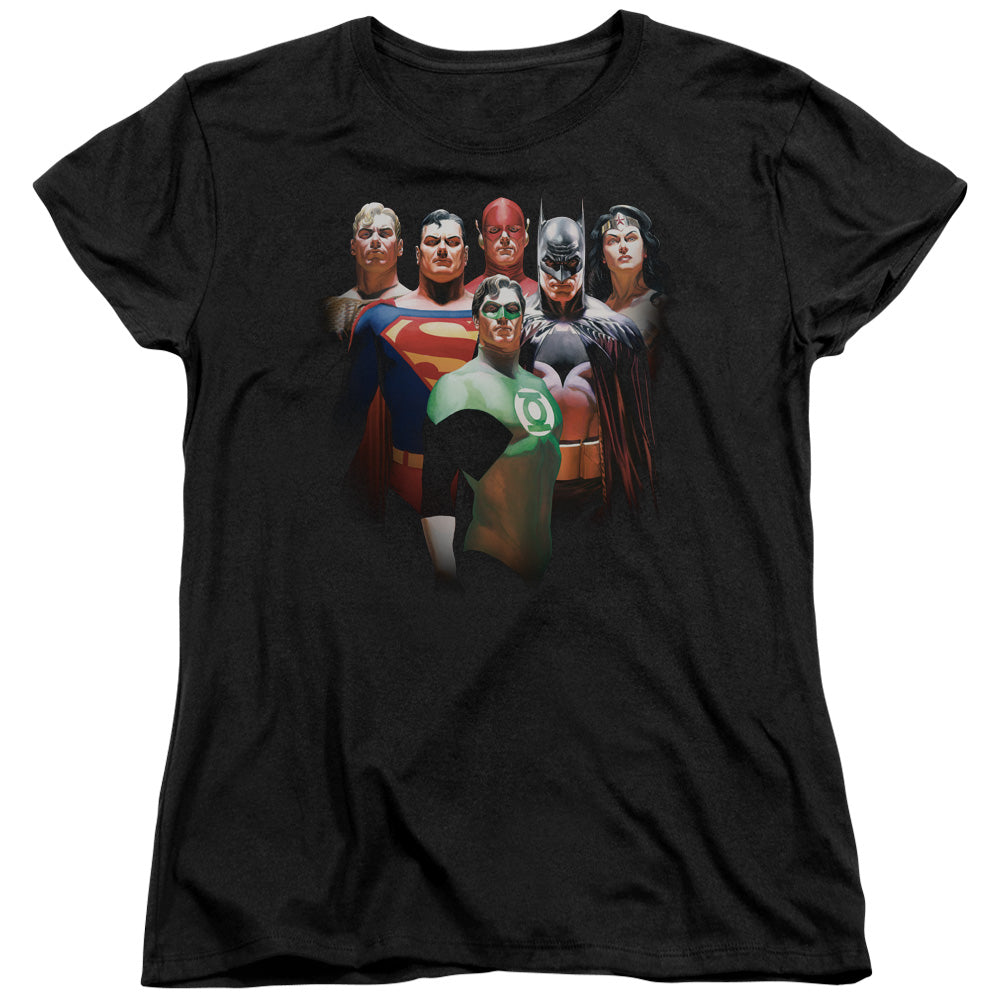 Justice League Roll Call Womens T-Shirt