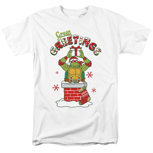 Teenage Mutant Ninja Turtles Green Greetings Christmas Scene T-Shirt