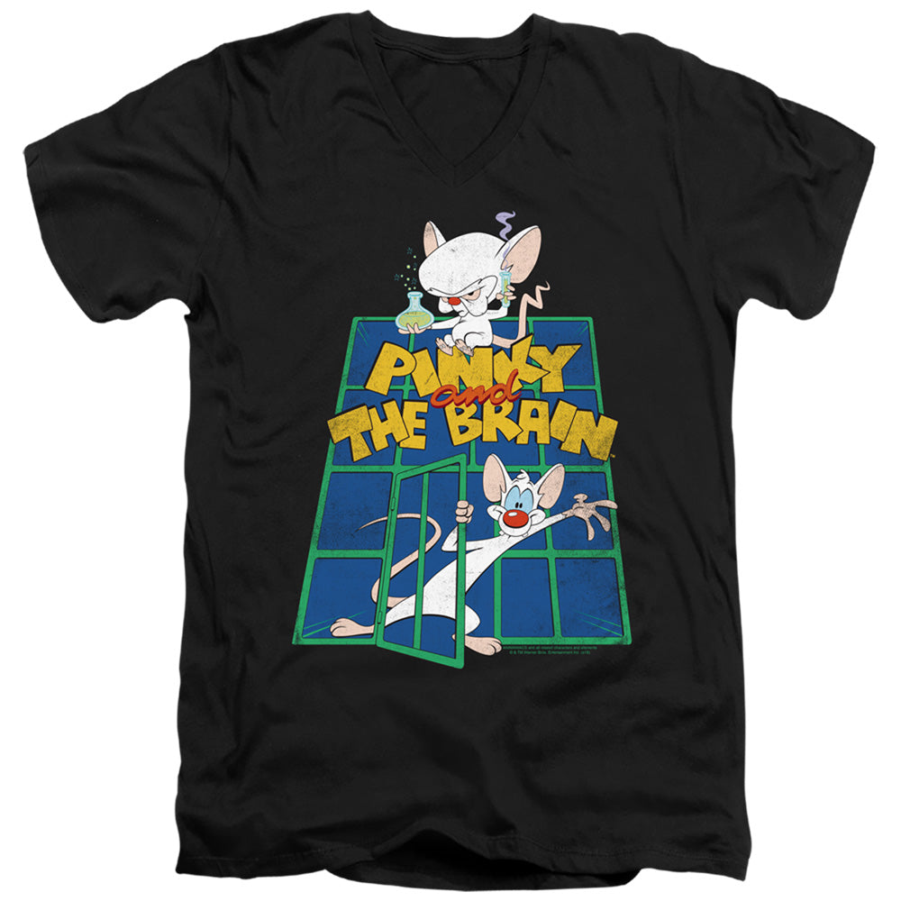 Pinky and the Brain Classic Logo V-Neck T-Shirt