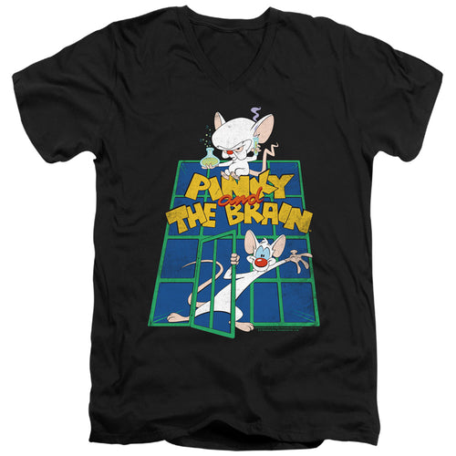 Pinky and the Brain Classic Logo V-Neck T-Shirt