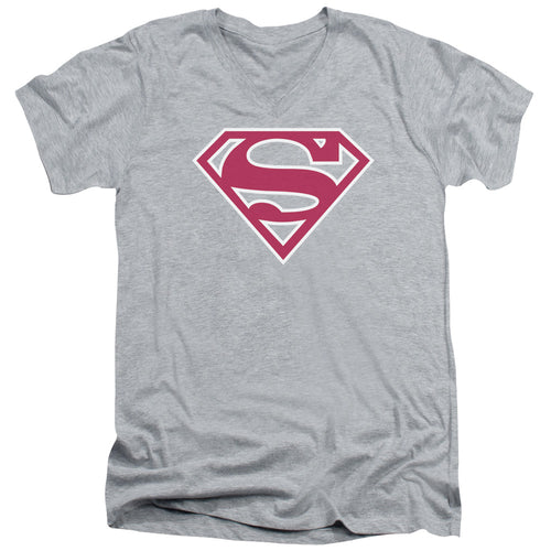 Superman Red & White Shield Athletic Heather V-Neck T-Shirt