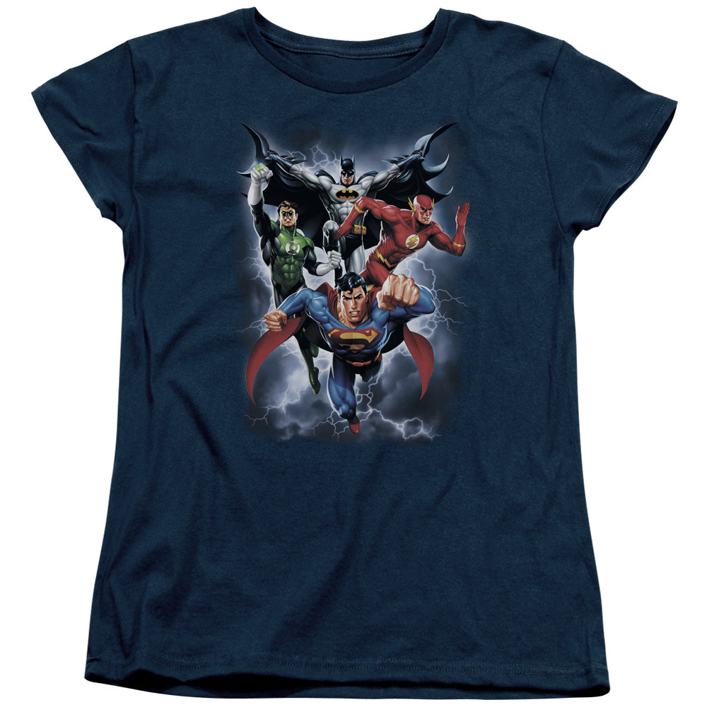 Justice League The Coming Storm Womens T-Shirt