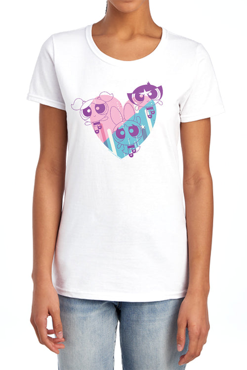 The Powerpuff Girls Pastel Heart Womens T-Shirt