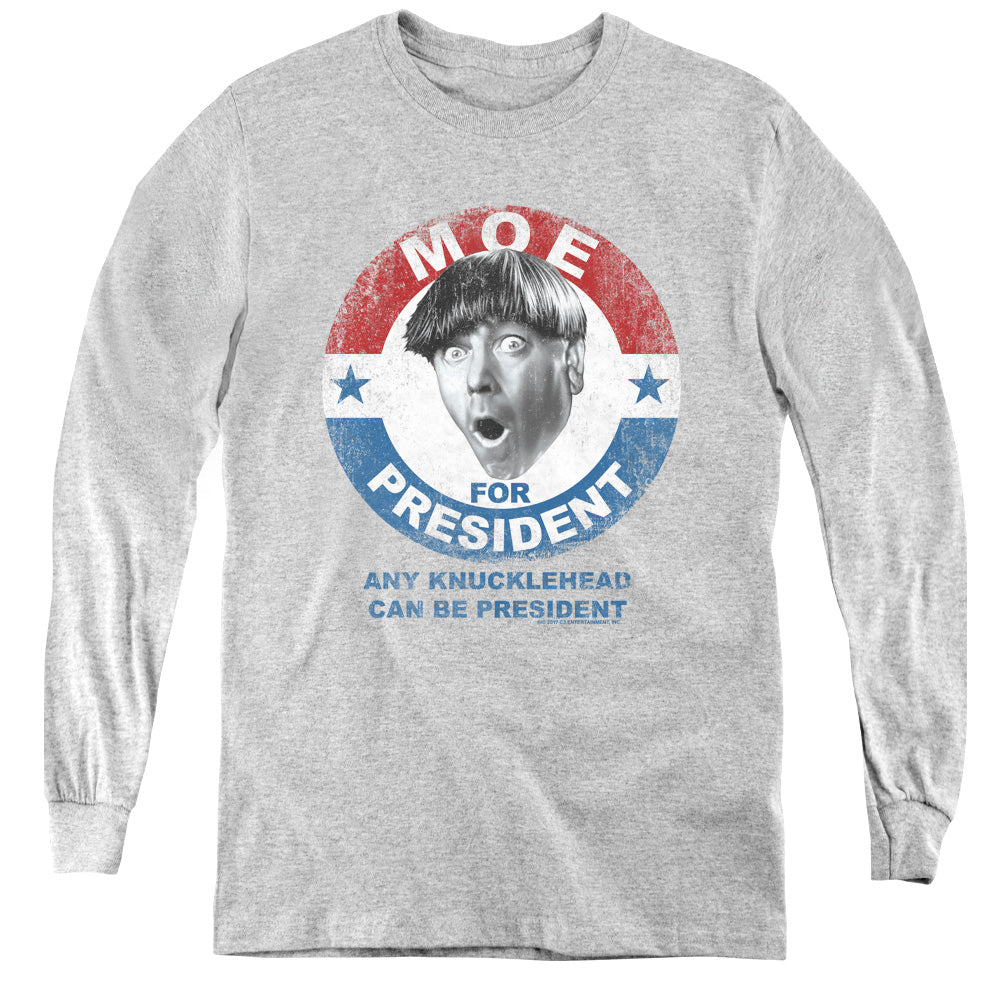 The Three Stooges Moe for President Youth Long Sleeve T-Shirt