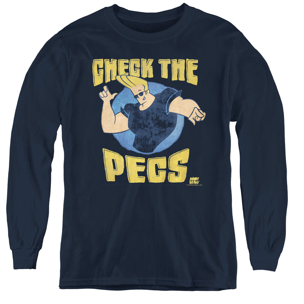 Johnny Bravo Check The Pects Youth Long Sleeve T-Shirt