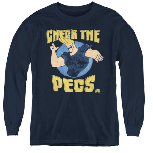 Johnny Bravo Check The Pects Youth Long Sleeve T-Shirt