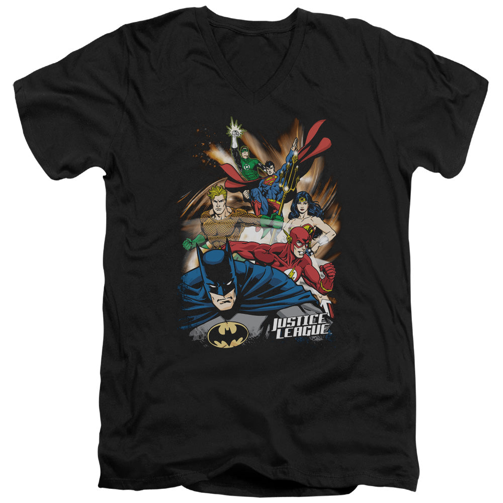 Justice League Starburst V-Neck T-Shirt