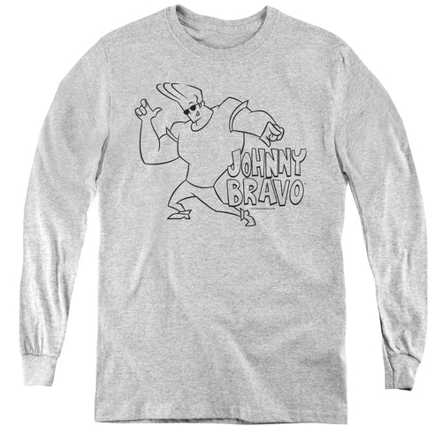 Johnny Bravo Jb Line Art Youth Long Sleeve T-Shirt