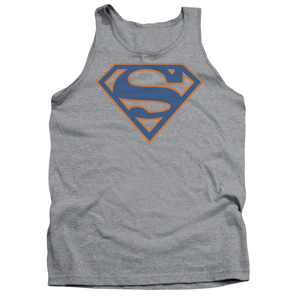 Superman Blue & Orange Shield Athletic Heather Tank Top