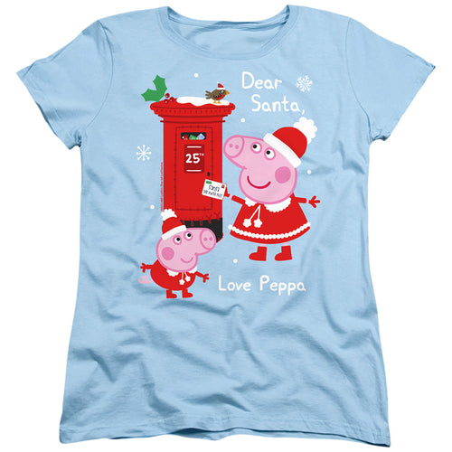 Peppa Pig And George Pig Christmas Letter to Santa Womens T-Shirt