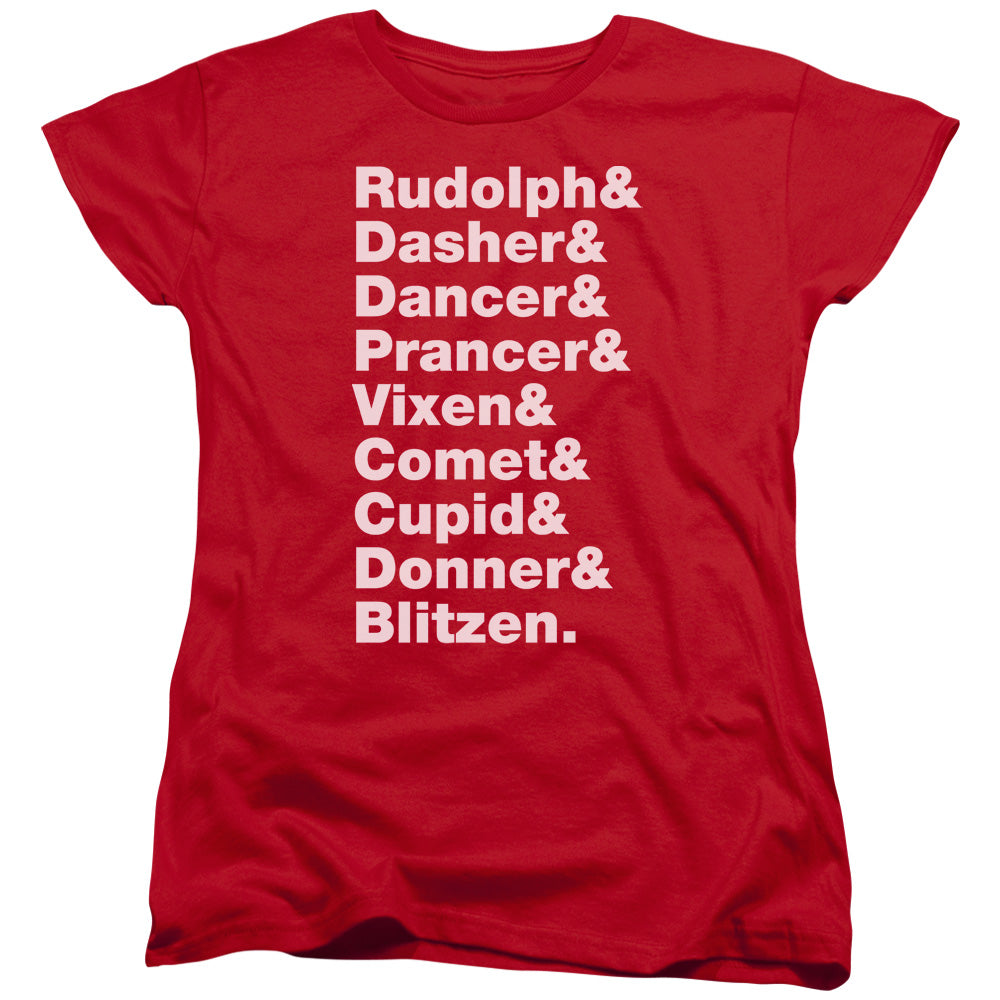 Christmas Reindeer Roll Call Womens T-Shirt