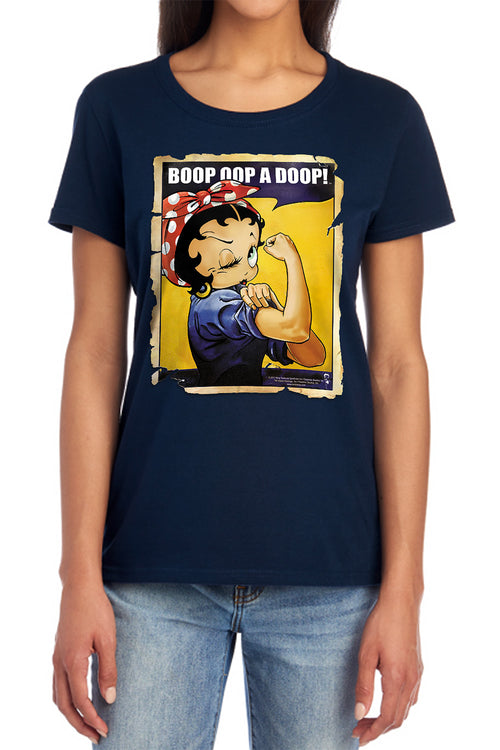 Betty Boop Power Navy Womens T-Shirt