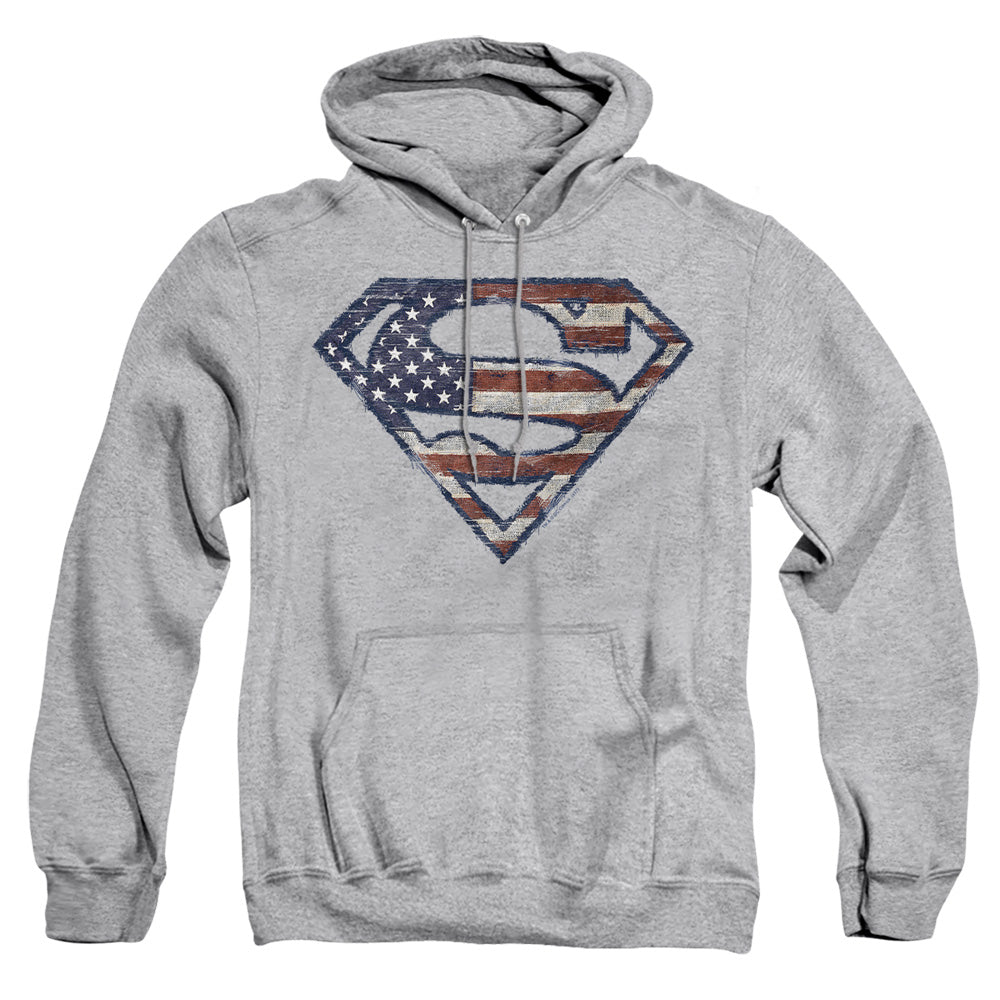 Superman Wartorn Flag Athletic Heather Pullover Hoodie