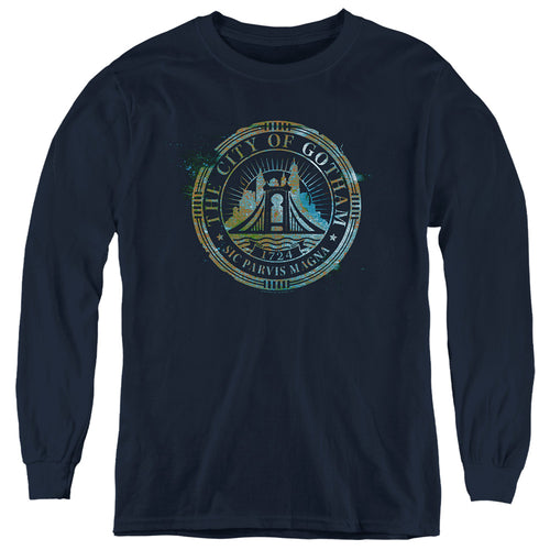 The Batman City of Gotham Seal Youth Long Sleeve T-Shirt