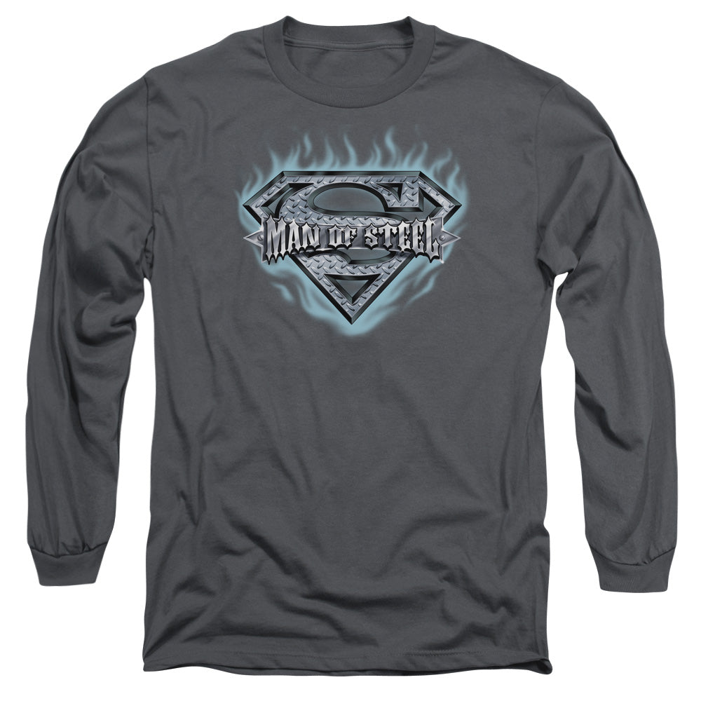 Superman Man of Steel Shield Charcoal Long Sleeve T-Shirt
