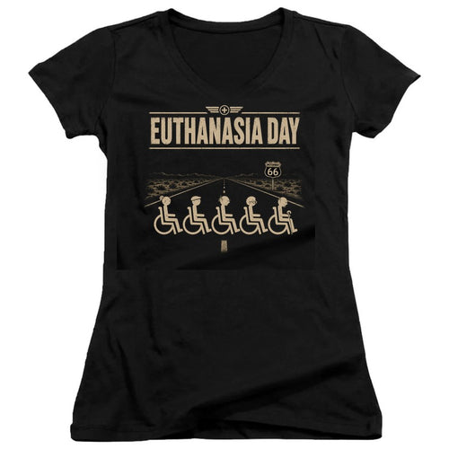 Euthanasia Day Juniors V-Neck T-Shirt