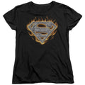 Superman Steel Fire Shield Womens T-Shirt
