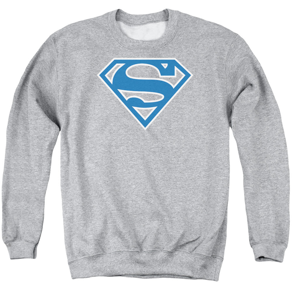 Superman Blue & White Shield Athletic Heather Crewneck Sweatshirt