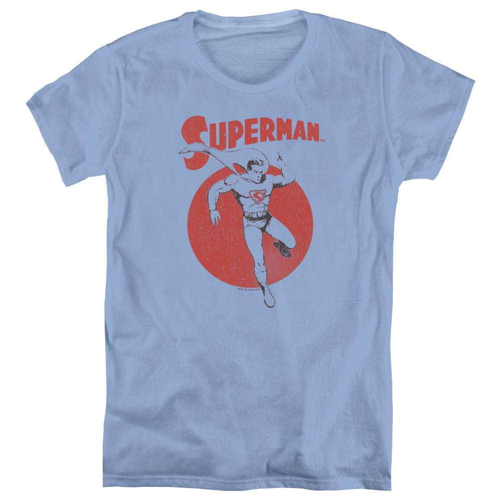 Superman Vintage Sphere Carolina Blue Womens T-Shirt