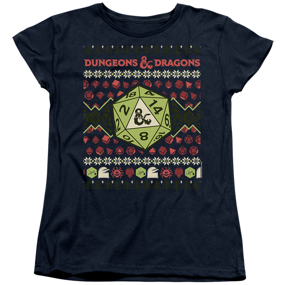 Dungeons & Dragons 20-sided Dice Ugly Christmas Womens T-Shirt