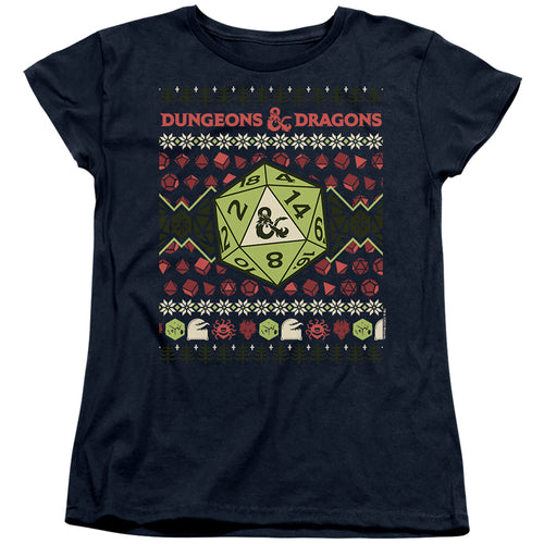 Dungeons & Dragons 20-sided Dice Ugly Christmas Womens T-Shirt