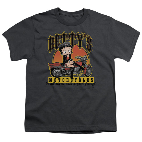 Betty Boop Betty's Motorcycles Charcoal Youth/Toddler T-Shirt