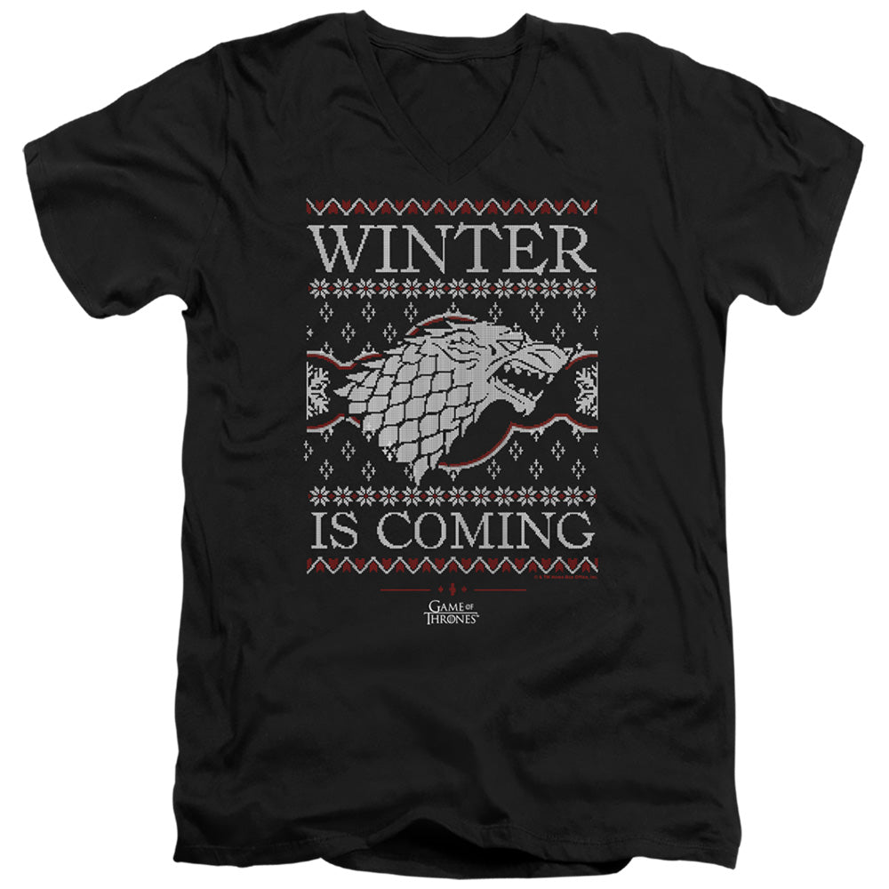 Game of Thrones Winter Is Coming Ugly Christmas V-Neck T-Shirt