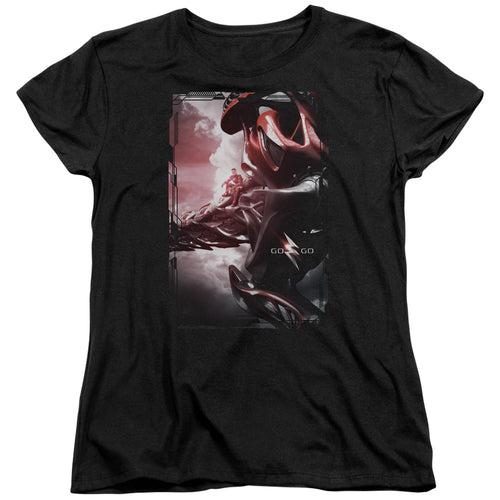 Mighty Morphin Power Rangers: The Movie Red Zord Poster Womens T-Shirt