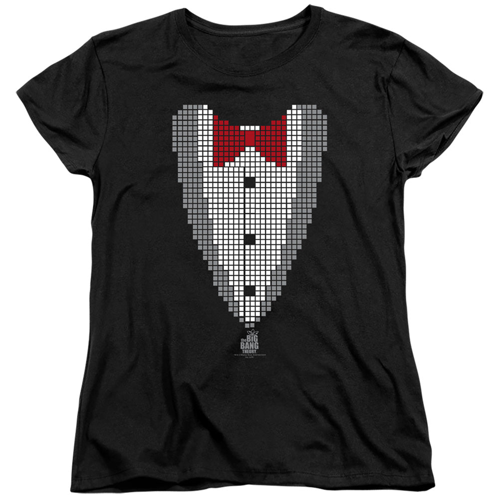Big Bang Theory Pixelated Tux Womens T-Shirt